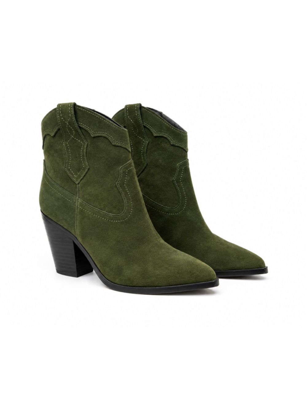 Marc Fisher LTD Olive Suede Western Cowboy Ankle Boots – Size 6.5M